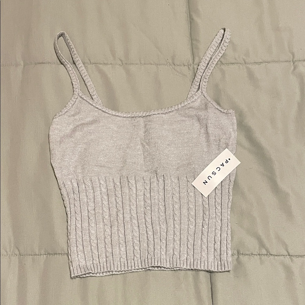 Grey Knit Beverly and Beck Cropped Tank Top